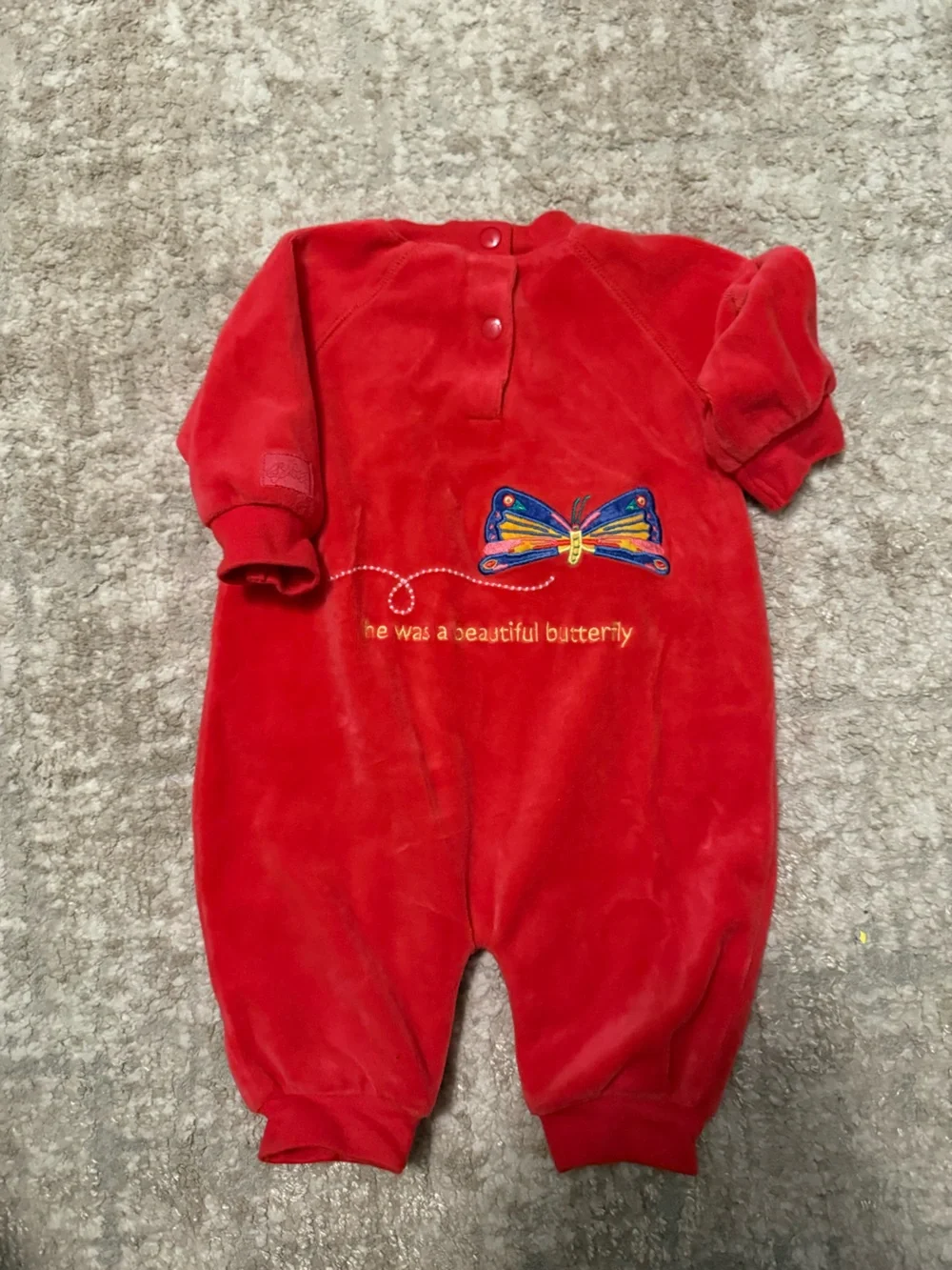 Eric Carle for Carter's The Very Hungry Caterpillar red velour baby sleeper Y2K